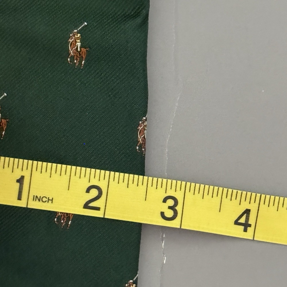 Polo Ralph Lauren Tie 2.5 In Thin Vintage Green AOP Flesh Pony Embroidered Saks - Picture 8 of 9